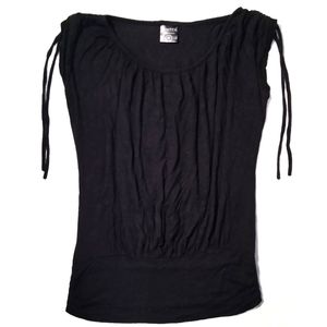 Winter Black Blouse Cap Sleeves Women's Medium